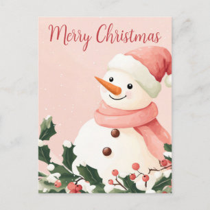 Weihnachtspostkarte mit niedlichem Schneemann Postkarte