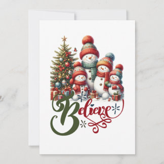 Weihnachtspostkarte mit niedlicher Schneemannsfami Feiertagskarte