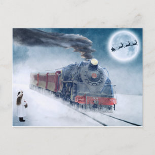 Weihnachtspostkarte mit Zug-Motiv Postkarte