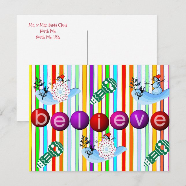 Weihnachtspostkarten glauben Snowman Postkarte (Vorne/Hinten)