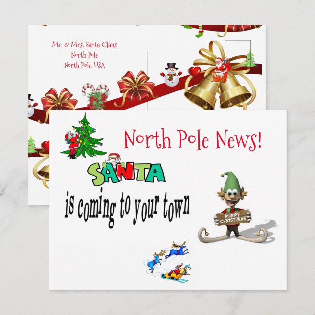 Weihnachtspostkarten Nordpol Santa Elf Postkarte (Vorne/Hinten)