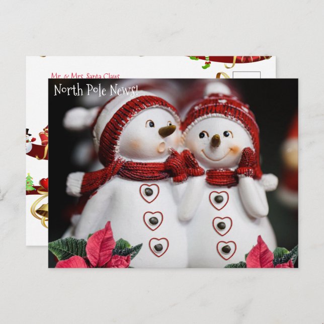 Weihnachtspostkarten Nordpol Schneemann Postkarte (Vorne/Hinten)