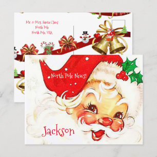 Weihnachtspostkarten Nordpol Vintage Santa Postkarte