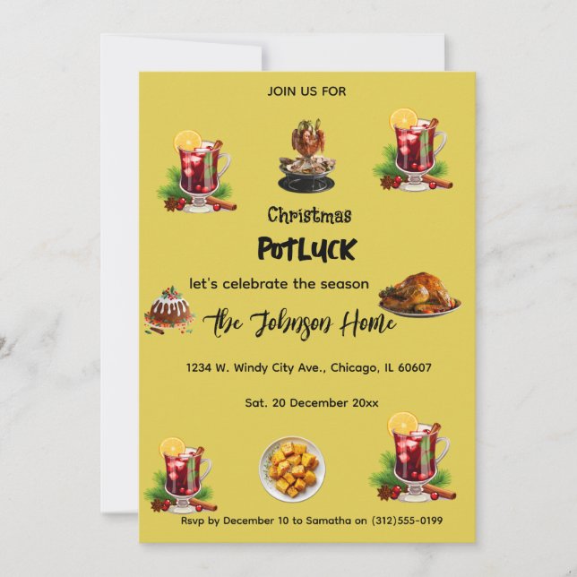 Weihnachtspotluck-Einladung Einladung (Vorderseite)