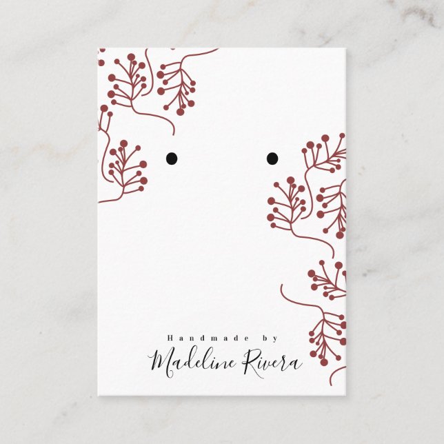 Weihnachtsprigs Artisan Earring Display Cards Telefonnummerkarte (Vorderseite)