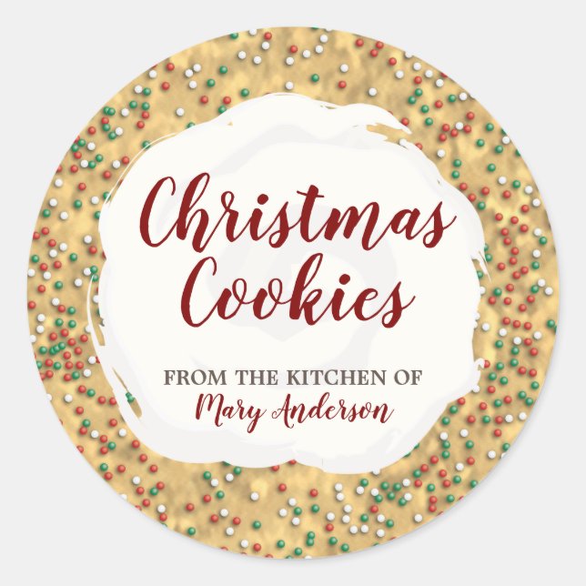 Weihnachtsprinklen Cookie Custom Label Stickers (Vorderseite)