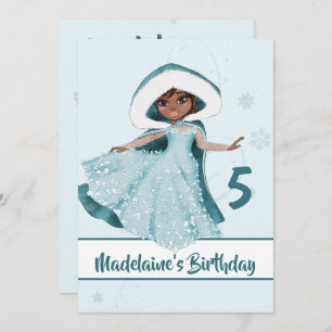 Weihnachtsprinzessin Birthday Dark Hair Schneefloc Einladung