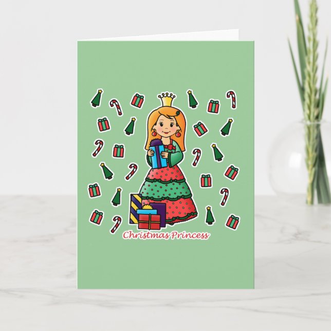 Weihnachtsprinzessin Feiertagskarte (Vorderseite)