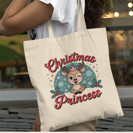 Weihnachtsprinzessin | Süßes, Mädchenhaftes Rentie Tragetasche