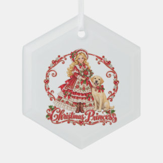 Weihnachtsprinzessin und Puppy-Ornament Ornament Aus Glas