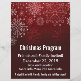 Weihnachtsprogramm Roter Schneeflocken Flyer