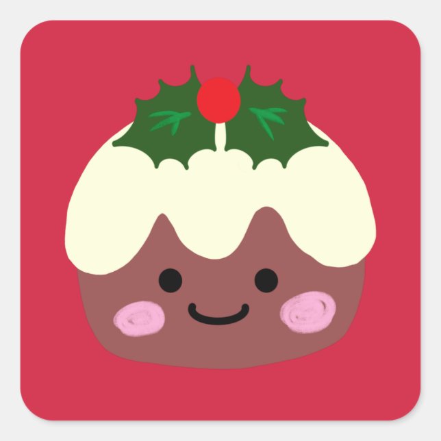 Weihnachtspudding 1 quadratischer aufkleber (Vorderseite)