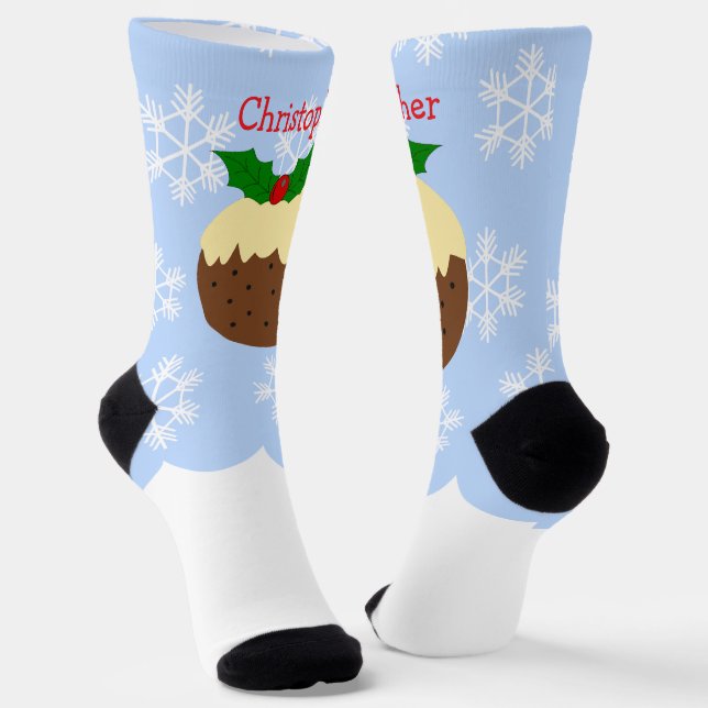 Weihnachtspudding-Design Weihnachten Socken (Gewinkelt)