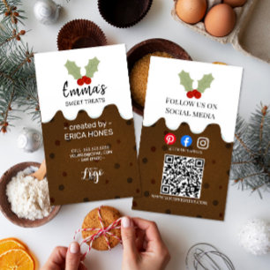 Weihnachtspudding festlich bunter Bäcker heilig Visitenkarte