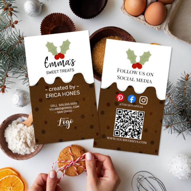 Weihnachtspudding festlich bunter Bäcker heilig Visitenkarte (Von Creator hochgeladen)