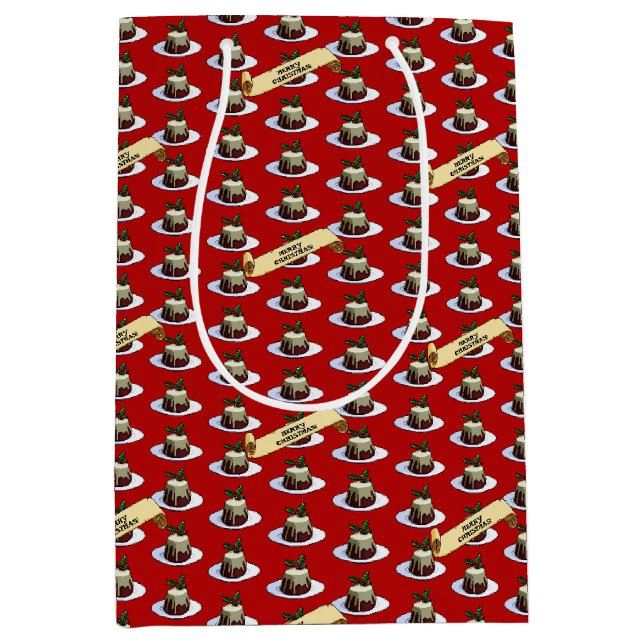 Weihnachtspudding Frohe Weihnachten! Stechpalmen-M Mittlere Geschenktüte (Vorderseite)