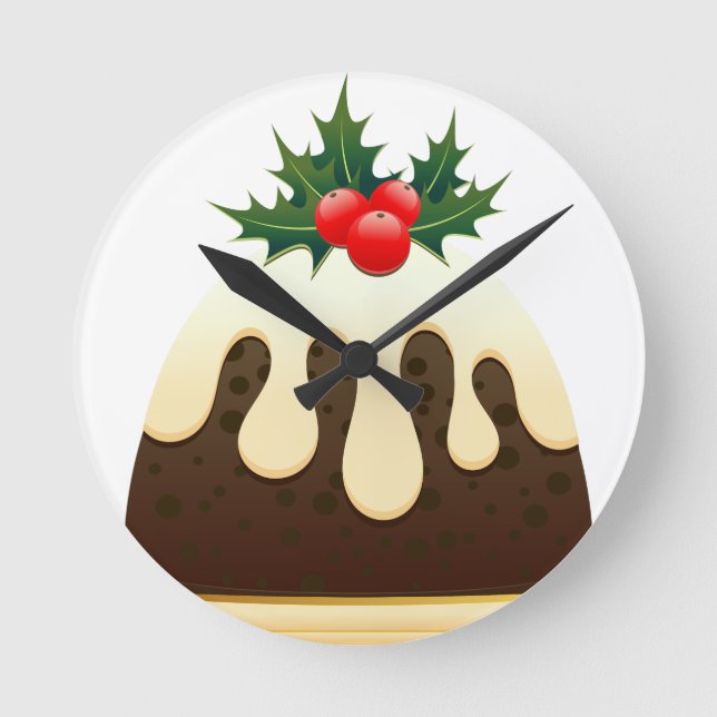 Weihnachtspudding Runde Wanduhr (Vorderseite)