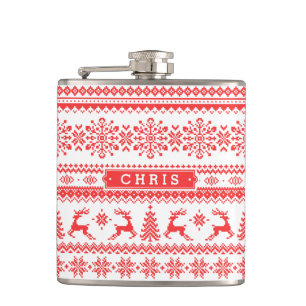 Weihnachtspulli, Rotlichtisenmuster Flachmann