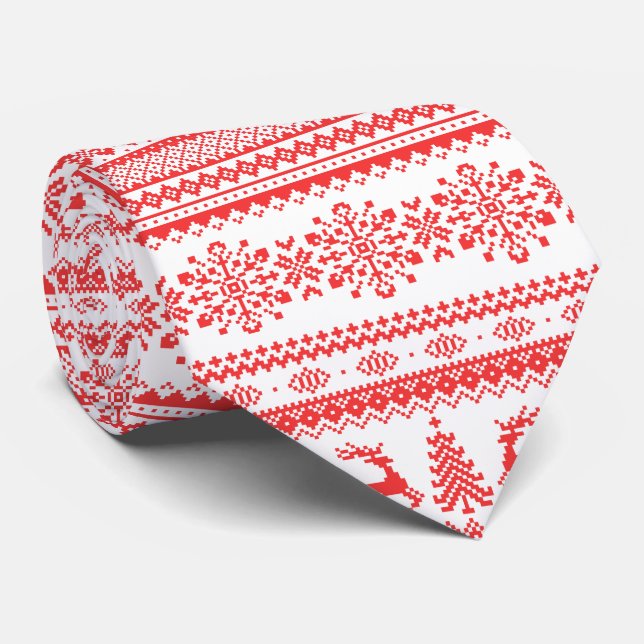 Weihnachtspulli, Rotlichtisenmuster Krawatte (Gerollt)