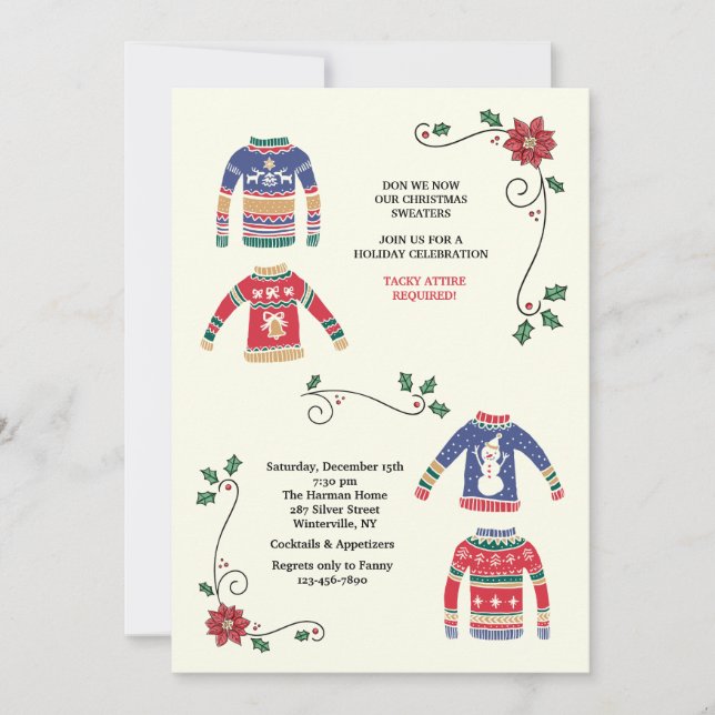Weihnachtspullover-Feier Einladung (Vorderseite)