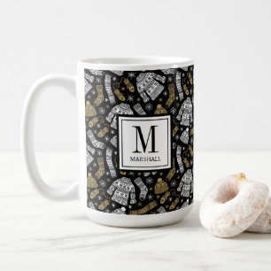 Weihnachtspullover Handschuhe Schneeflocken Monogr Kaffeetasse