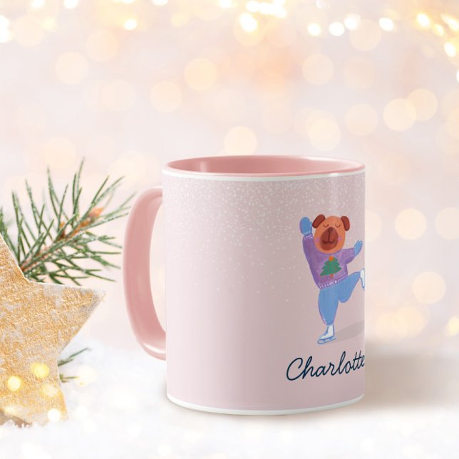 Weihnachtspullover-Hund Eislaufen Name Tasse (Von Creator hochgeladen)