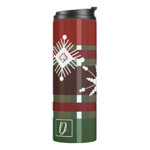 Weihnachtspullover Karo Initial Schneeglöckchen We Thermosbecher