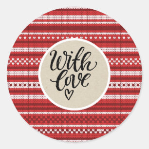 Weihnachtspullover Stricken Rustikal Kraft Mit Lie Runder Aufkleber