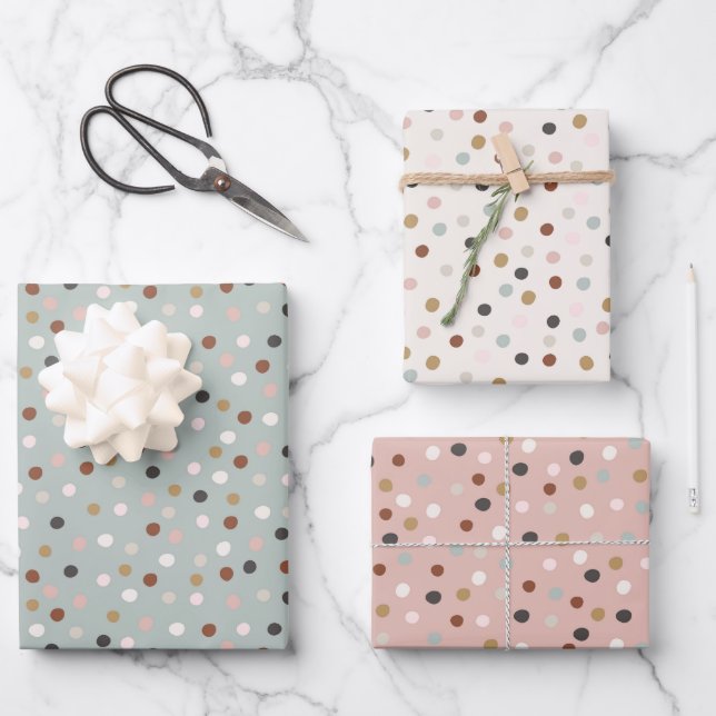 Weihnachtspunkte Geschenkpapier Set (Vorderseite)