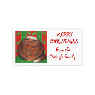Weihnachtspuppe "aus der Familie" Geschenk-Tag wei Adressaufkleber