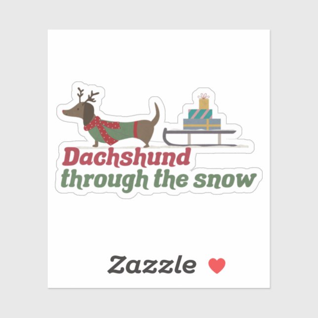 Weihnachtspuppe: Dackel durch den Schnee Aufkleber (Blatt)