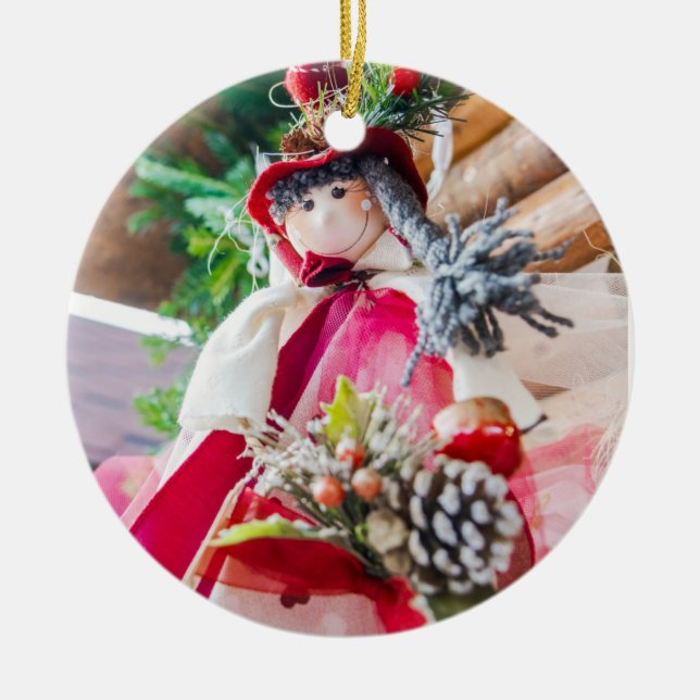 Weihnachtspuppe Keramik Ornament (Vorne)