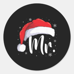 Weihnachtspyjama für Paare, Herr und Frau Claus Runder Aufkleber