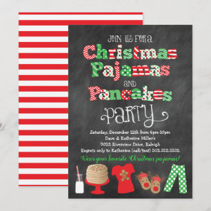 Weihnachtspyjama-und -pfannkuchen-Party Einladung