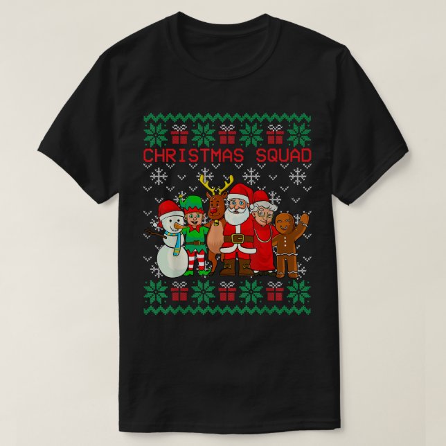 Weihnachtsquad Santa Family Matching PJs Ugly Xma T-Shirt (Design vorne)
