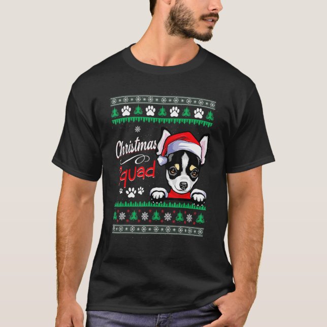 Weihnachtsquadad Santa Dog Chihuahua Ugly Weihnach T-Shirt (Vorderseite)