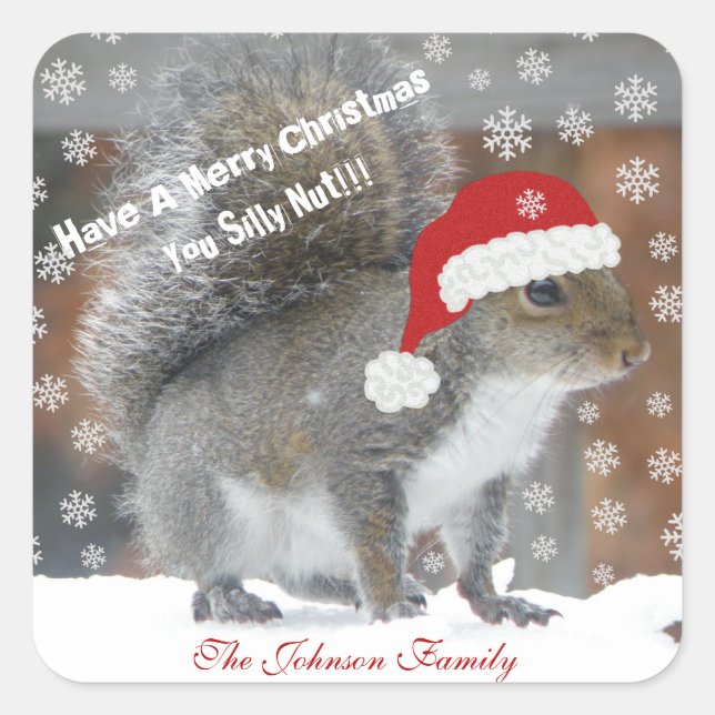 Weihnachtsquirrel Funny Stickers (Vorderseite)
