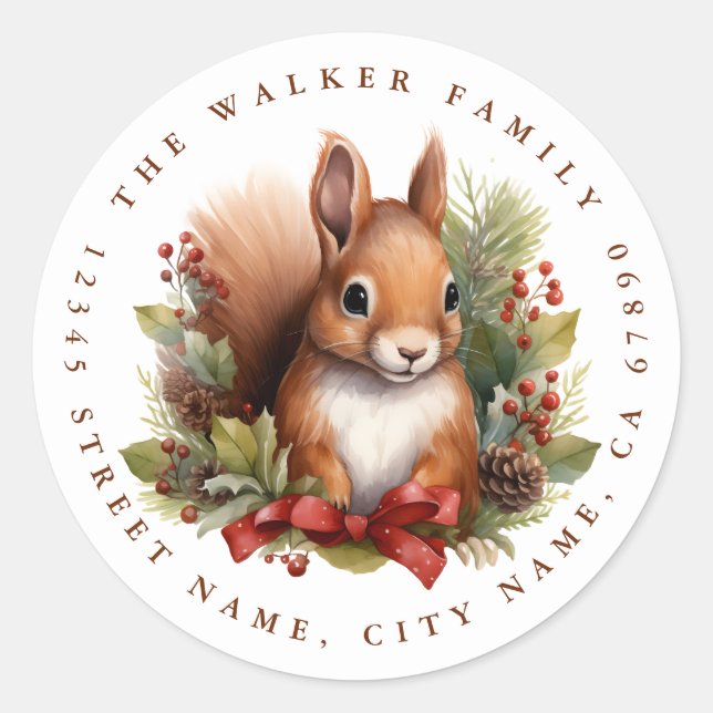 Weihnachtsquirrel Round Stickers (Vorderseite)