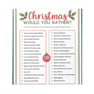 Weihnachtsquiz 'Würdest du eher...' Notizblock