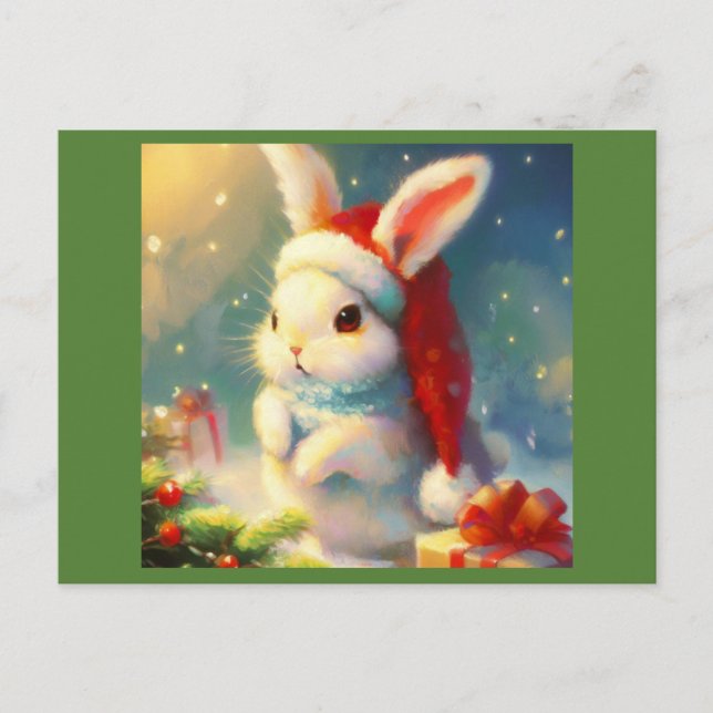 WeihnachtsRabbit 2 Feiertagspostkarte (Vorderseite)