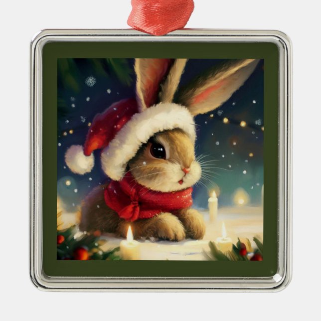 WeihnachtsRabbit 4 Ornament Aus Metall (Vorne)