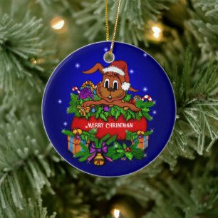 WeihnachtsRabbit Keramik Ornament