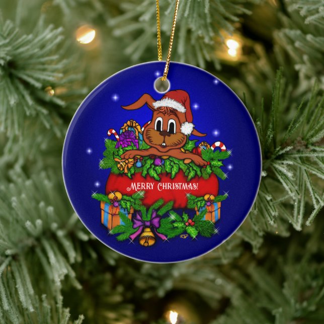 WeihnachtsRabbit Keramik Ornament (Baum)