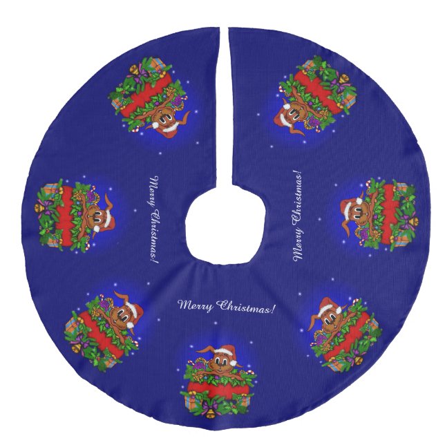 WeihnachtsRabbit Leinenimitat Weihnachtsbaumdecke (Vorderseite)