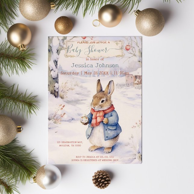 Weihnachtsrabbit Peter Classic Babydusche Einladung (Von Creator hochgeladen)