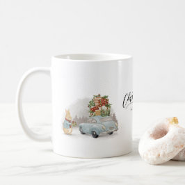 Weihnachtsrabbit Peter und Auto Kaffeetasse