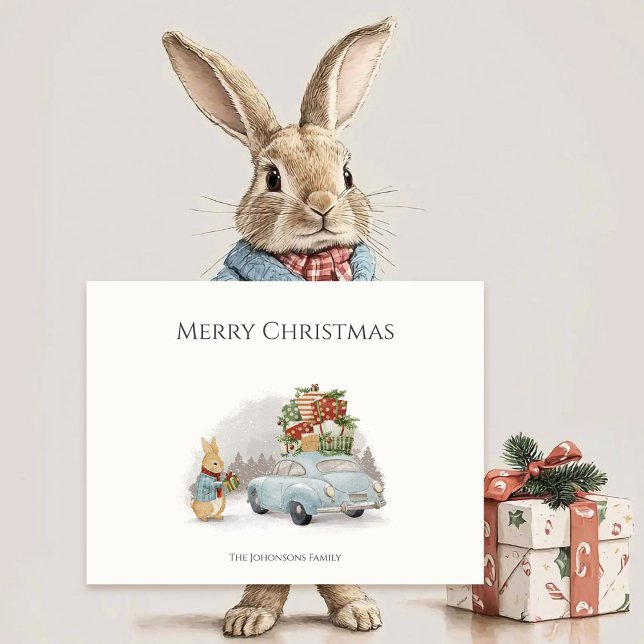 Weihnachtsrabbit Peter und Auto Postkarte (Von Creator hochgeladen)