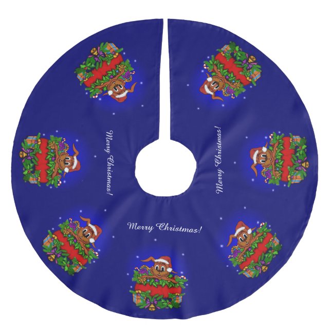 WeihnachtsRabbit Polyester Weihnachtsbaumdecke (Vorderseite)