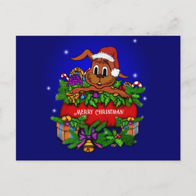 WeihnachtsRabbit Postkarte (Vorderseite)