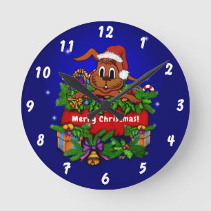 WeihnachtsRabbit Runde Wanduhr